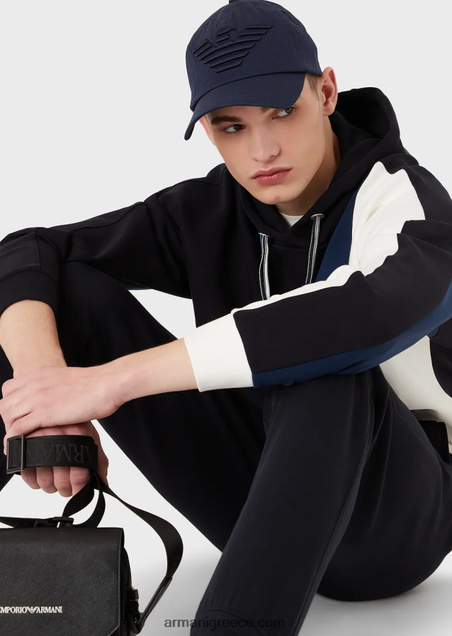 άνδρες Armani Καπέλο του μπέιζμπολ με κεντημένο υπερμεγέθη αετό 4046R62046 πρότυπο