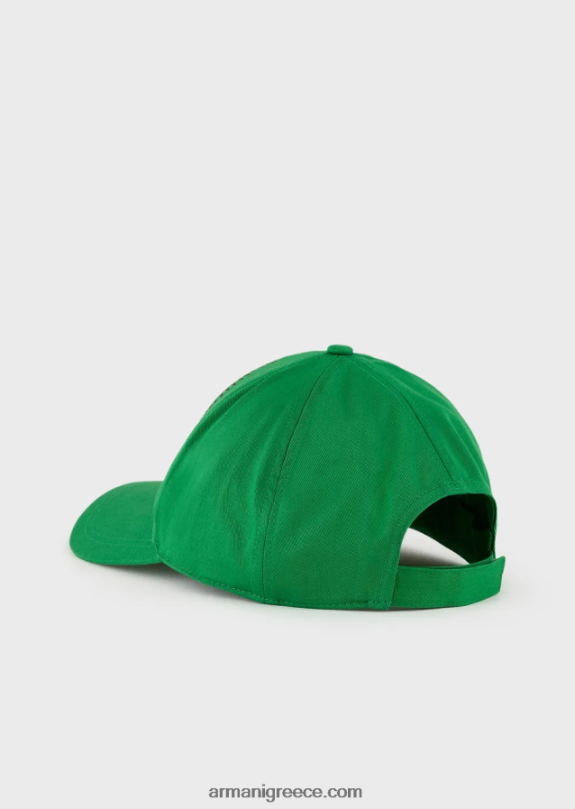 άνδρες Armani βιώσιμη συλλογή καπέλο μπέιζμπολ από οργανικό βαμβάκι με μεγάλο κέντημα 4046R62058