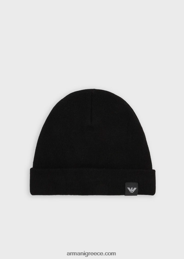 άνδρες Armani ραβδώσεις μαλλί-χαρμάνι φασόλι 4046R62064 μαύρος