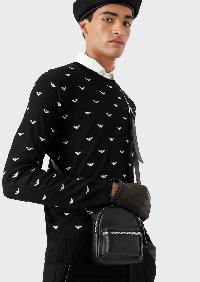 άνδρες Armani δερμάτινα γάντια με οθόνη αφής 4046R62065 μαύρος