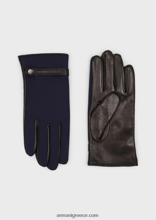 άνδρες Armani νάιλον και δερμάτινα γάντια νάπα από δέρμα αρνιού 4046R62070