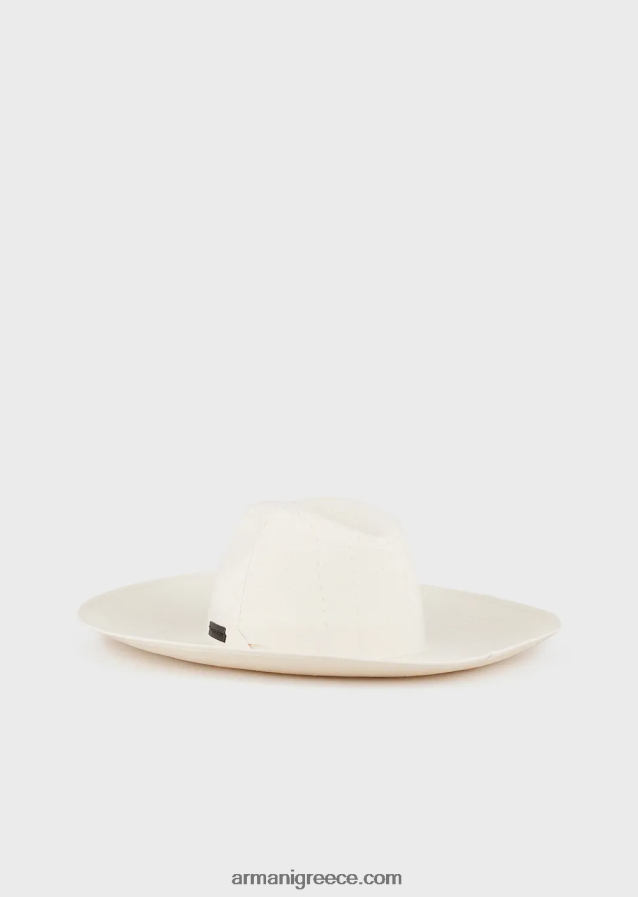άνδρες Armani καπέλο Fedora με λινό 4046R62057 άσπρο