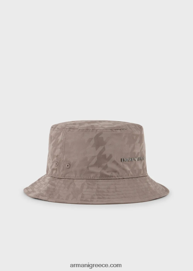 άνδρες Armani υπερμεγέθη καπέλο κλος από νάιλον ζακάρ houndstooth 4046R62053 γκρί