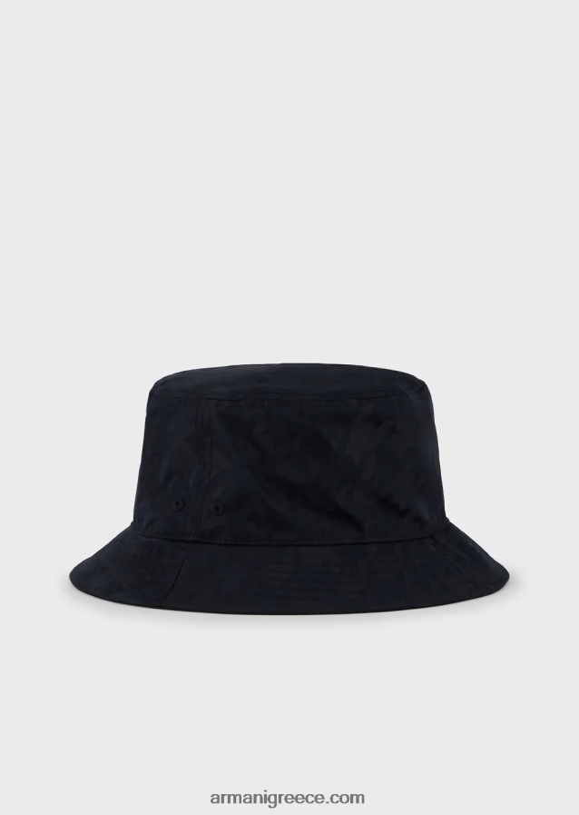 άνδρες Armani υπερμεγέθη καπέλο κλος από νάιλον ζακάρ houndstooth 4046R62054 ναυτικό μπλε