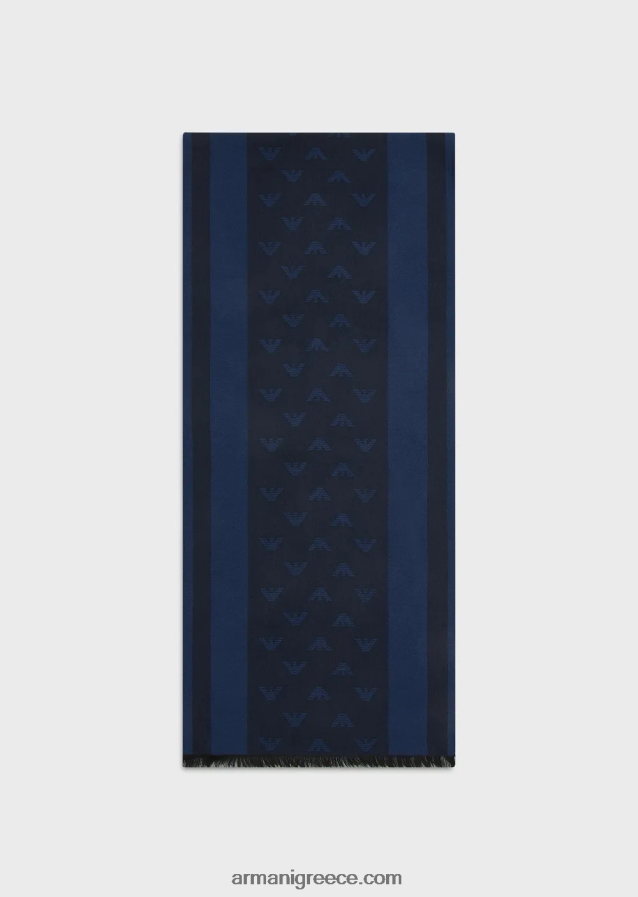 άνδρες Armani Μάλλινο φουλάρι με αετό και ρίγες 4046R62117