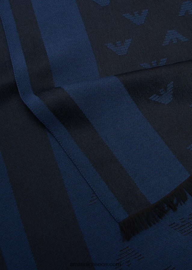 άνδρες Armani Μάλλινο φουλάρι με αετό και ρίγες 4046R62117