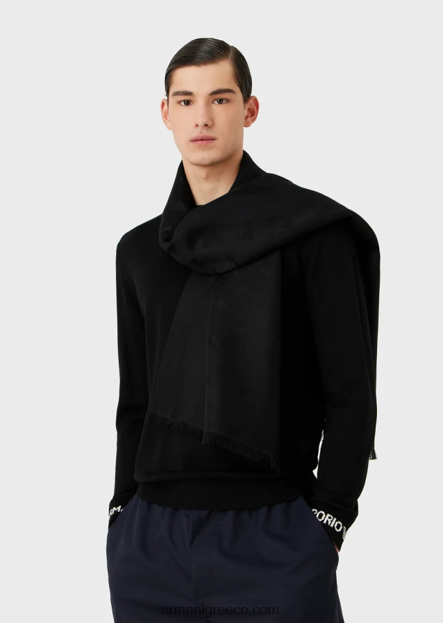 άνδρες Armani Μάλλινο φουλάρι με αετό και ρίγες 4046R62118