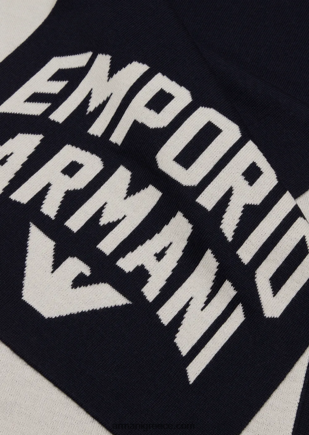 άνδρες Armani Μάλλινο κασκόλ με έντονο λογότυπο 4046R62120 ναυτικό μπλε