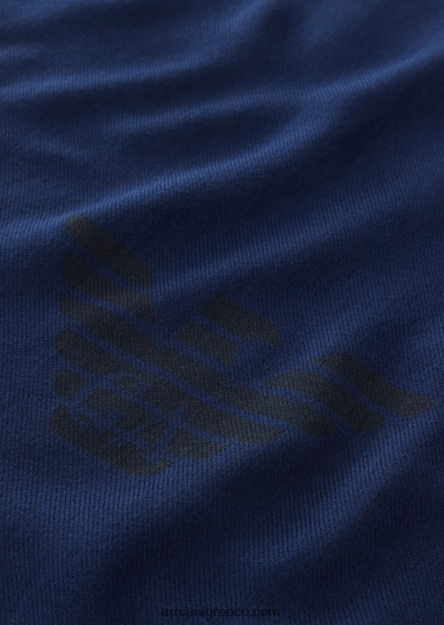 άνδρες Armani κασκόλ με κρόσσια με στάμπα αετού 4046R62125 ναυτικό μπλε