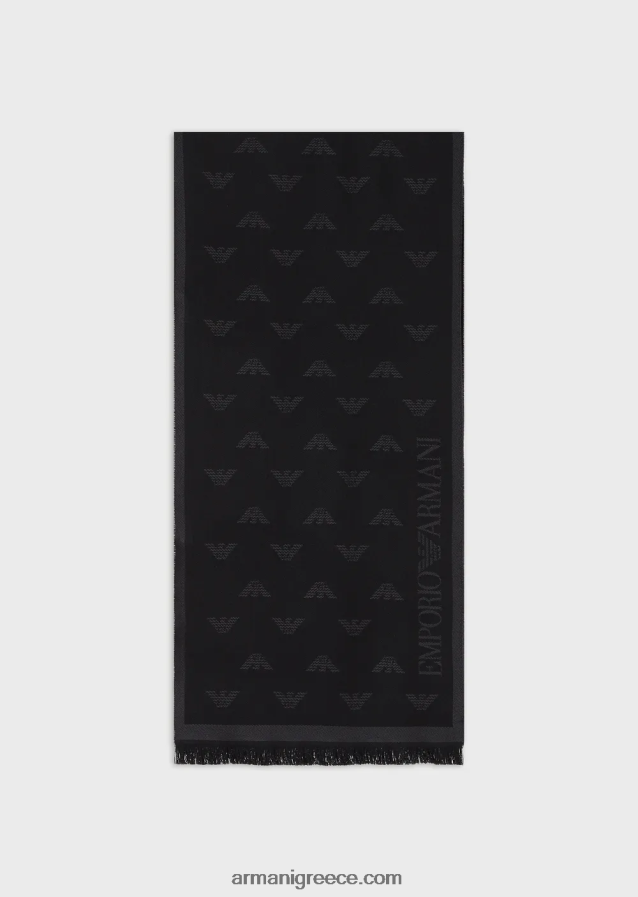 άνδρες Armani μάλλινο μαντίλι αετοκέντητο παντού 4046R62129 ανθρακίτης