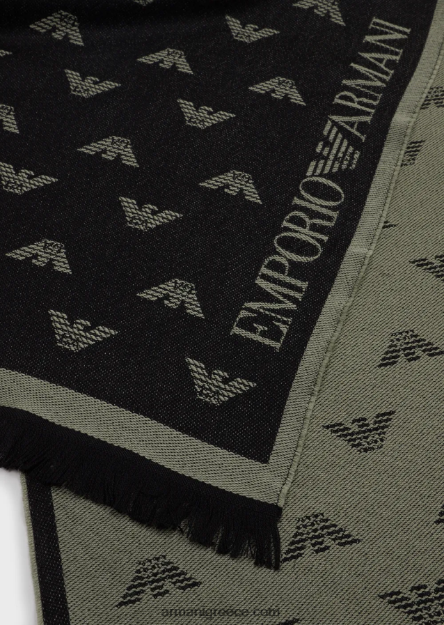 άνδρες Armani μάλλινο μαντίλι αετοκέντητο παντού 4046R62130 πρότυπο