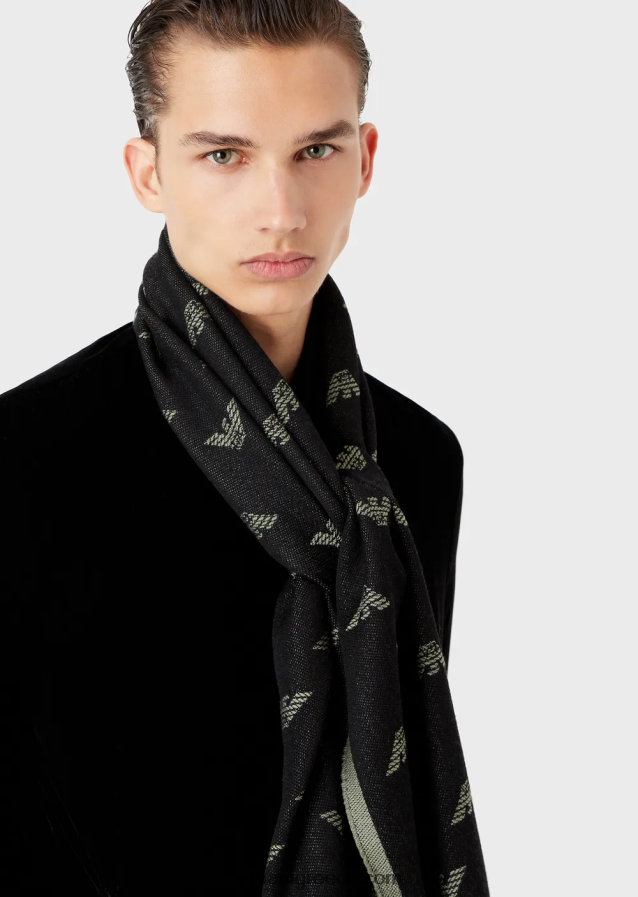 άνδρες Armani μάλλινο μαντίλι αετοκέντητο παντού 4046R62130 πρότυπο