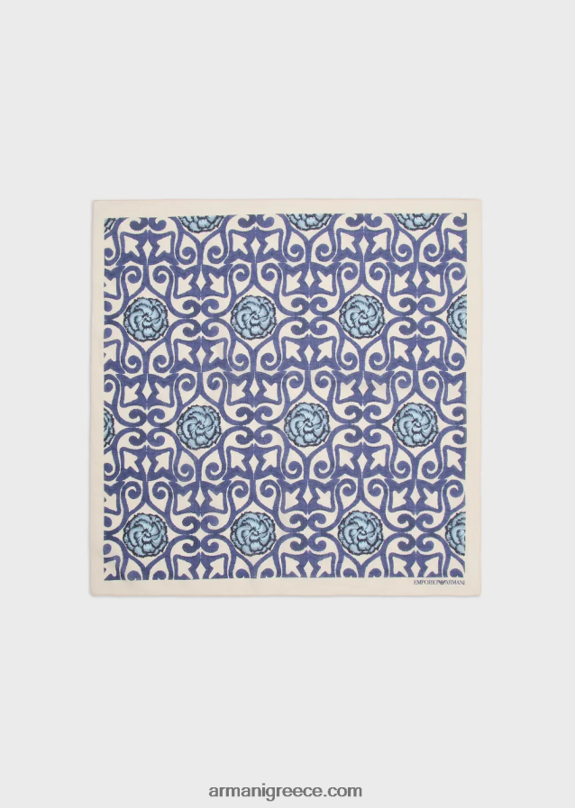 άνδρες Armani βιώσιμη συλλογή εκτύπωσης από οργανικό βαμβάκι foulard 4046R62131 ναυτικό μπλε