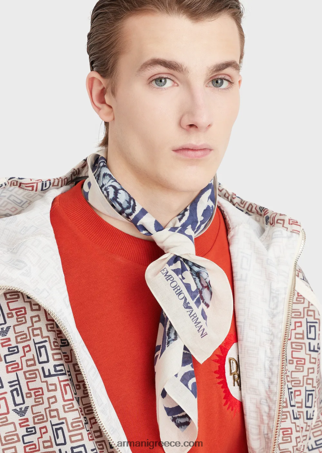 άνδρες Armani βιώσιμη συλλογή εκτύπωσης από οργανικό βαμβάκι foulard 4046R62131 ναυτικό μπλε