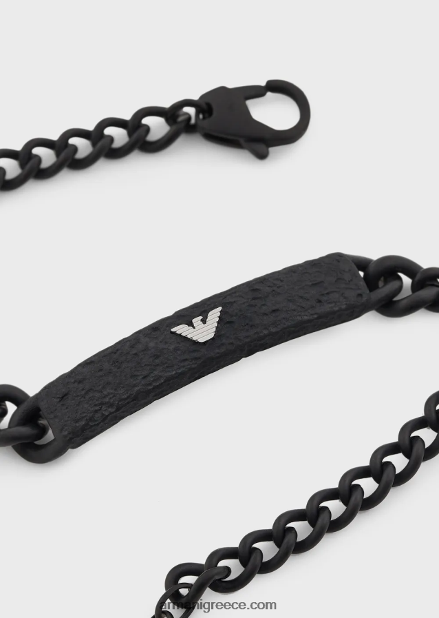 άνδρες Armani Μαύρο βραχιόλι από ανοξείδωτο ατσάλι 4046R62074 μαύρος