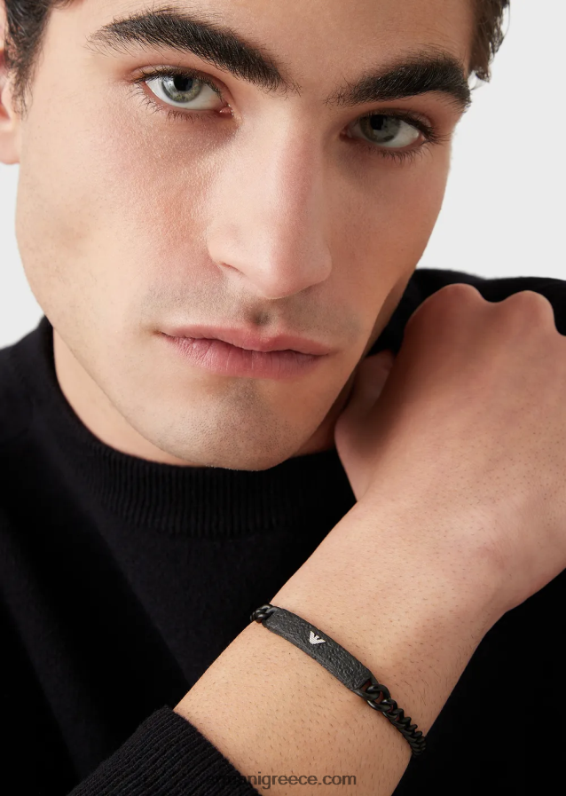 άνδρες Armani Μαύρο βραχιόλι από ανοξείδωτο ατσάλι 4046R62074 μαύρος