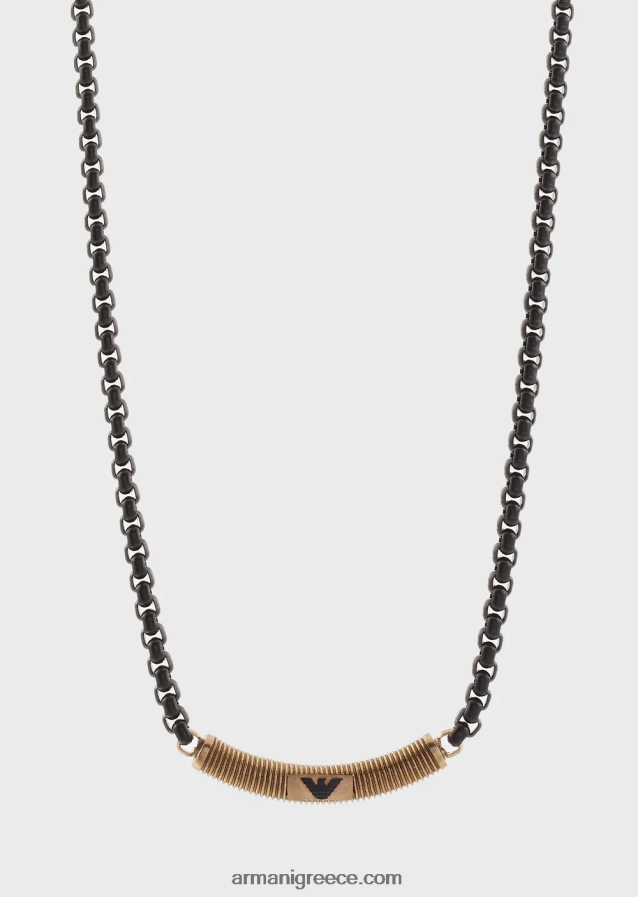 άνδρες Armani Αντίκα κολιέ από ανοξείδωτο ατσάλι σε χρυσό χρώμα 4046R62075 μαύρος