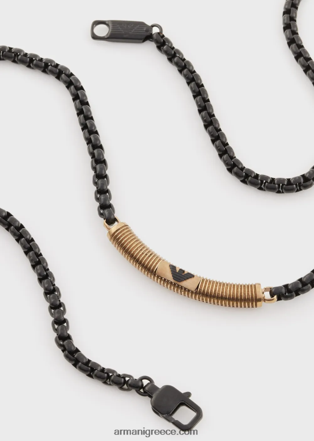 άνδρες Armani Αντίκα κολιέ από ανοξείδωτο ατσάλι σε χρυσό χρώμα 4046R62075 μαύρος