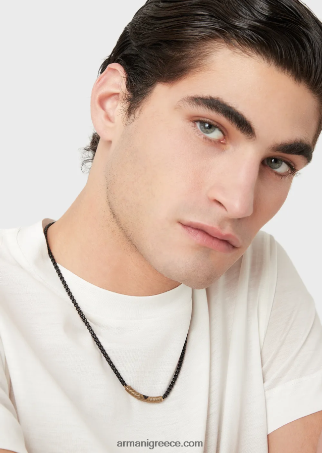 άνδρες Armani Αντίκα κολιέ από ανοξείδωτο ατσάλι σε χρυσό χρώμα 4046R62075 μαύρος