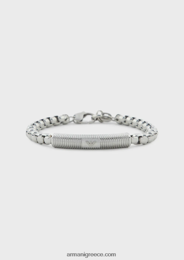 άνδρες Armani βραχιόλι από ανοξείδωτο ατσάλι 4046R62076 ασήμι
