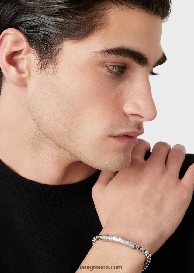 άνδρες Armani βραχιόλι από ανοξείδωτο ατσάλι 4046R62076 ασήμι