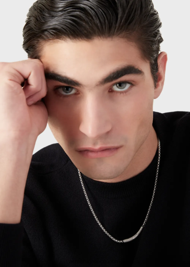 άνδρες Armani κολιέ από ανοξείδωτο ατσάλι 4046R62077 ασήμι