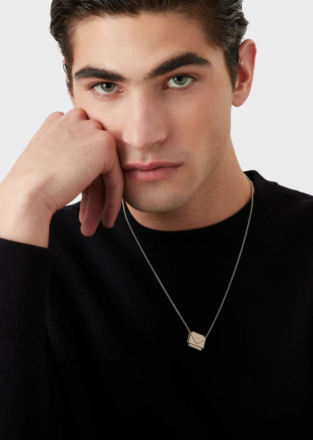 άνδρες Armani κολιέ από ανοξείδωτο ατσάλι 4046R62078 ασήμι