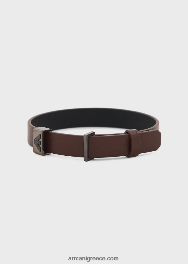 άνδρες Armani δερμάτινο λουράκι σε μαύρο και καφέ 4046R62082 καφέ