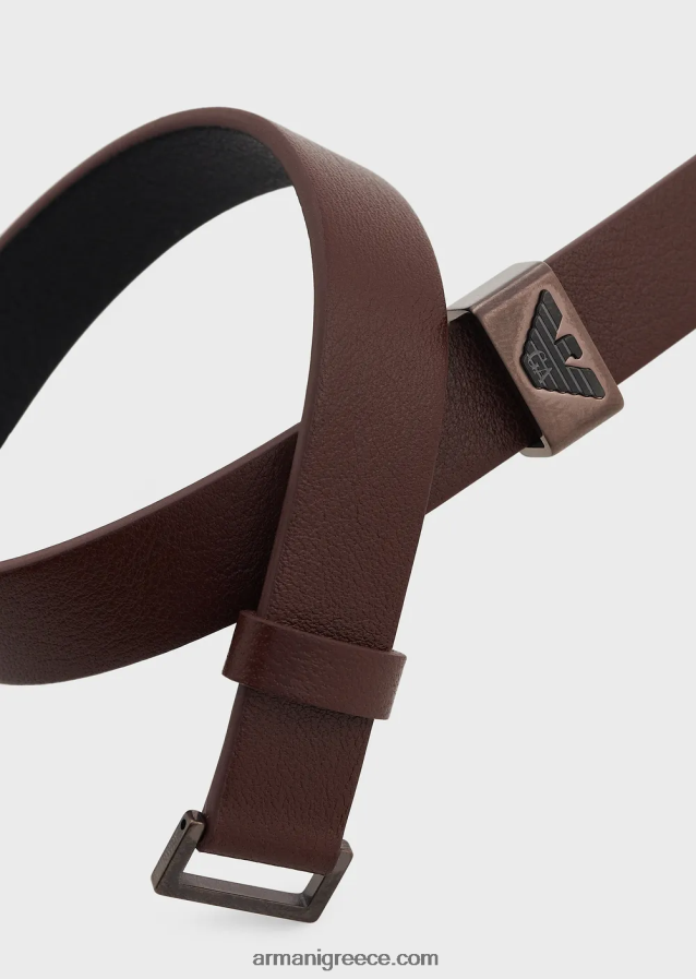 άνδρες Armani δερμάτινο λουράκι σε μαύρο και καφέ 4046R62082 καφέ