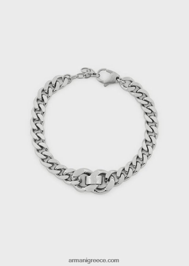 άνδρες Armani βραχιόλι με αλυσίδα από ανοξείδωτο ατσάλι 4046R62083 ασήμι