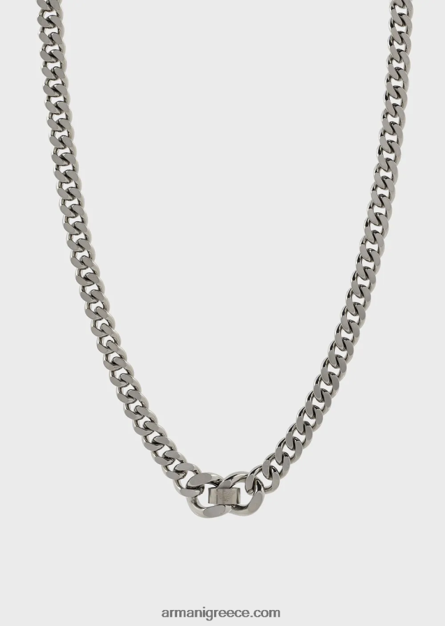 άνδρες Armani κολιέ με αλυσίδα από ανοξείδωτο ατσάλι 4046R62084 ασήμι