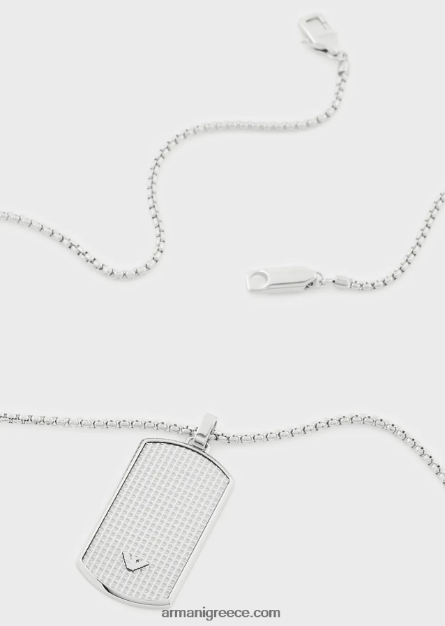 άνδρες Armani κολιέ με ετικέτα σκύλου από ανοξείδωτο ατσάλι 4046R62085 ασήμι