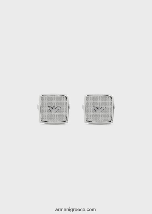 άνδρες Armani μανικετόκουμπα από ανοξείδωτο χάλυβα 4046R62086 ασήμι
