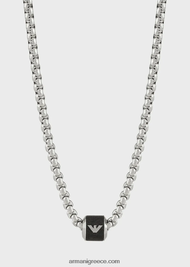 άνδρες Armani κολιέ μαύρη μαρμάρινη αλυσίδα 4046R62089