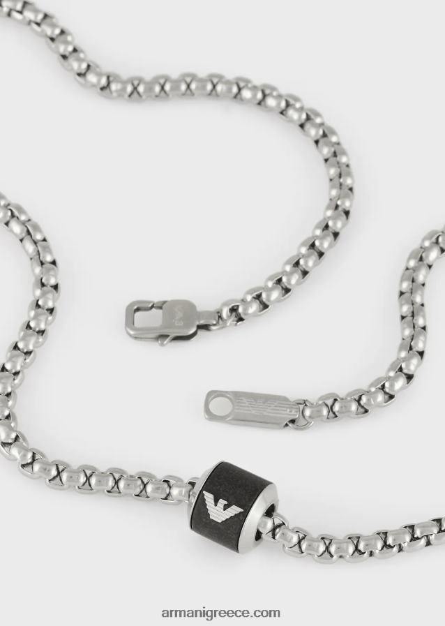 άνδρες Armani κολιέ μαύρη μαρμάρινη αλυσίδα 4046R62089