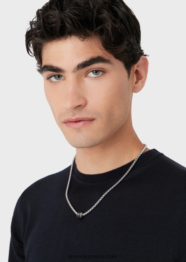 άνδρες Armani κολιέ μαύρη μαρμάρινη αλυσίδα 4046R62089