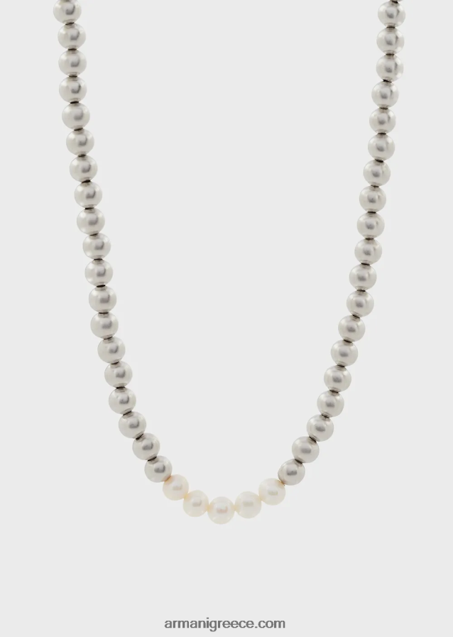 άνδρες Armani Κολιέ με χάντρες από ορείχαλκο σε ασημί τόνους 4046R62091 ασήμι