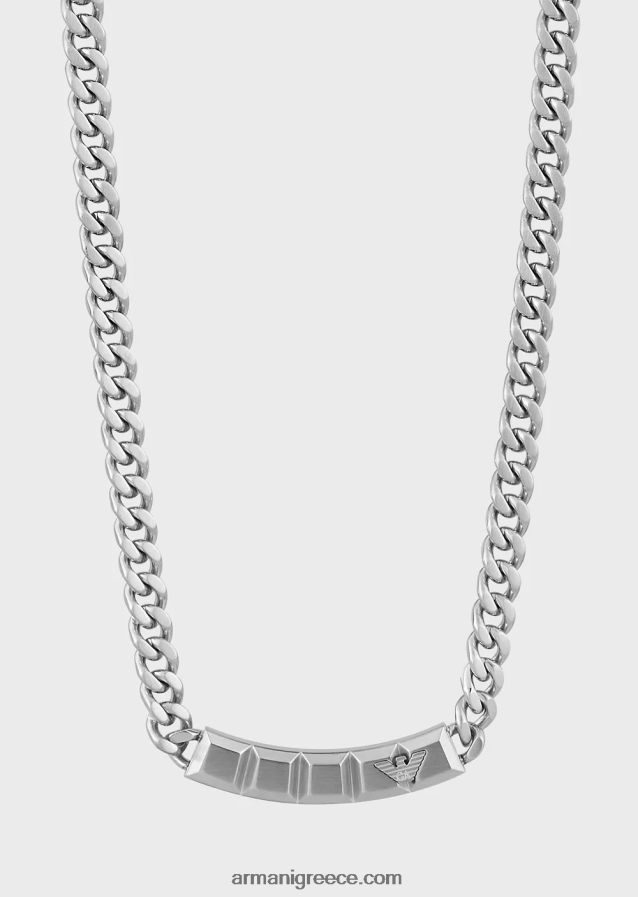 άνδρες Armani κολιέ με αλυσίδα από ανοξείδωτο ατσάλι 4046R62092 ασήμι