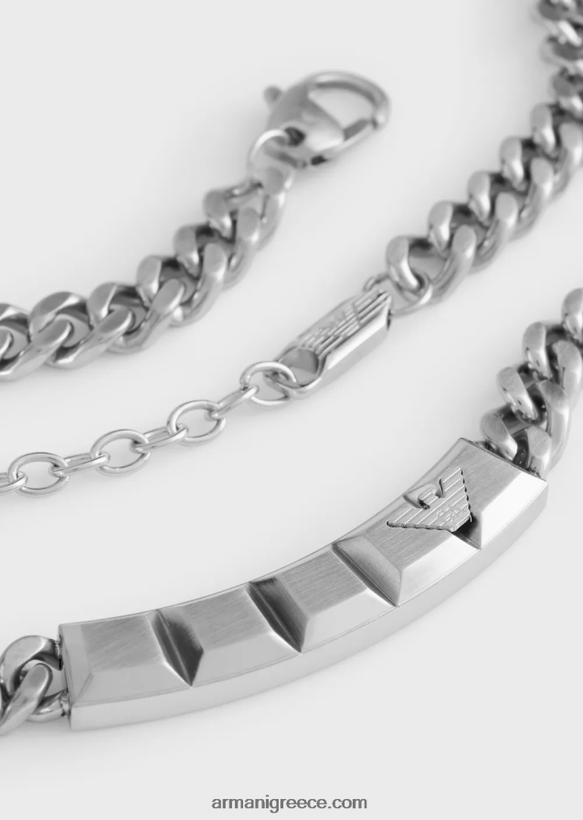 άνδρες Armani κολιέ με αλυσίδα από ανοξείδωτο ατσάλι 4046R62092 ασήμι