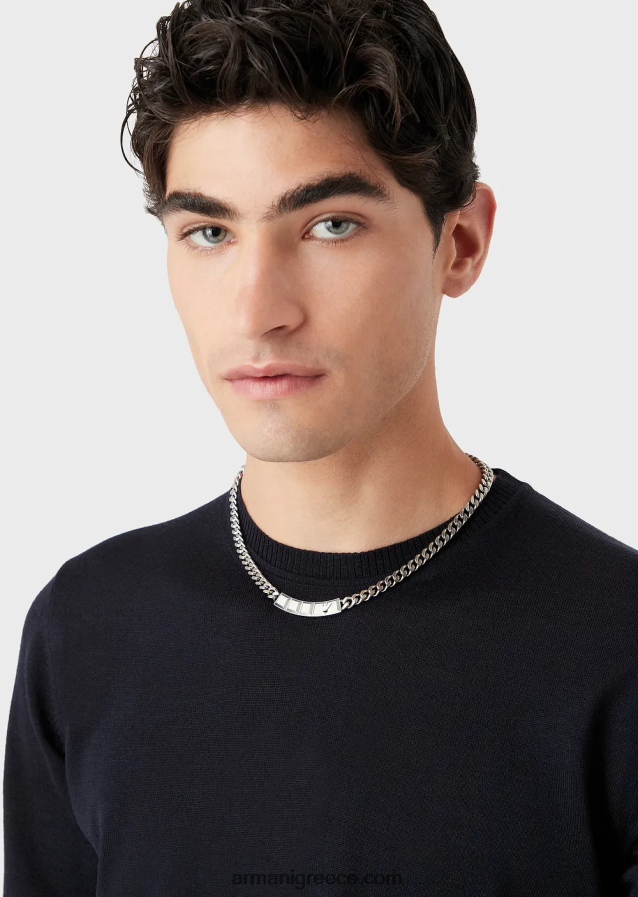 άνδρες Armani κολιέ με αλυσίδα από ανοξείδωτο ατσάλι 4046R62092 ασήμι