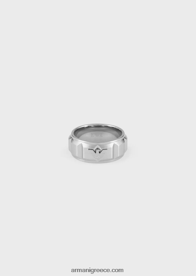 άνδρες Armani δαχτυλίδι από ανοξείδωτο ατσάλι 4046R62093 ασήμι