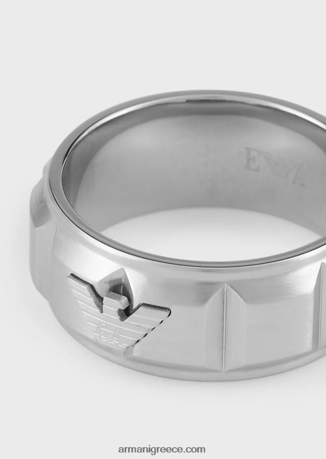 άνδρες Armani δαχτυλίδι από ανοξείδωτο ατσάλι 4046R62093 ασήμι