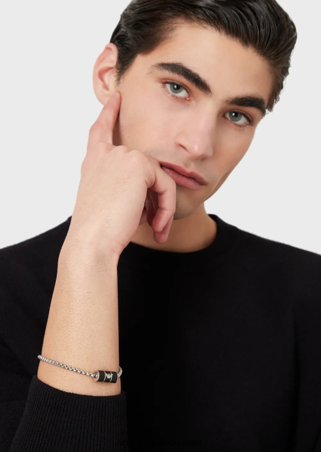 άνδρες Armani Βραχιόλι με αλυσίδα σε μαύρο ματ λάκα 4046R62096 μαύρος