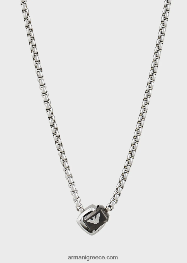 άνδρες Armani κολιέ από ανοξείδωτο ατσάλι 4046R62097 ασημί μαύρο