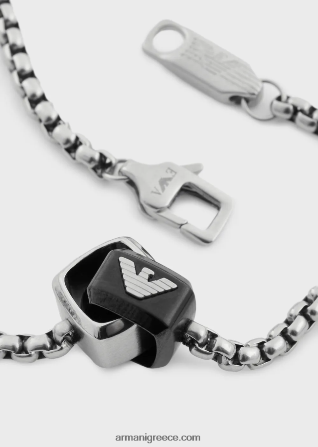 άνδρες Armani κολιέ από ανοξείδωτο ατσάλι 4046R62097 ασημί μαύρο