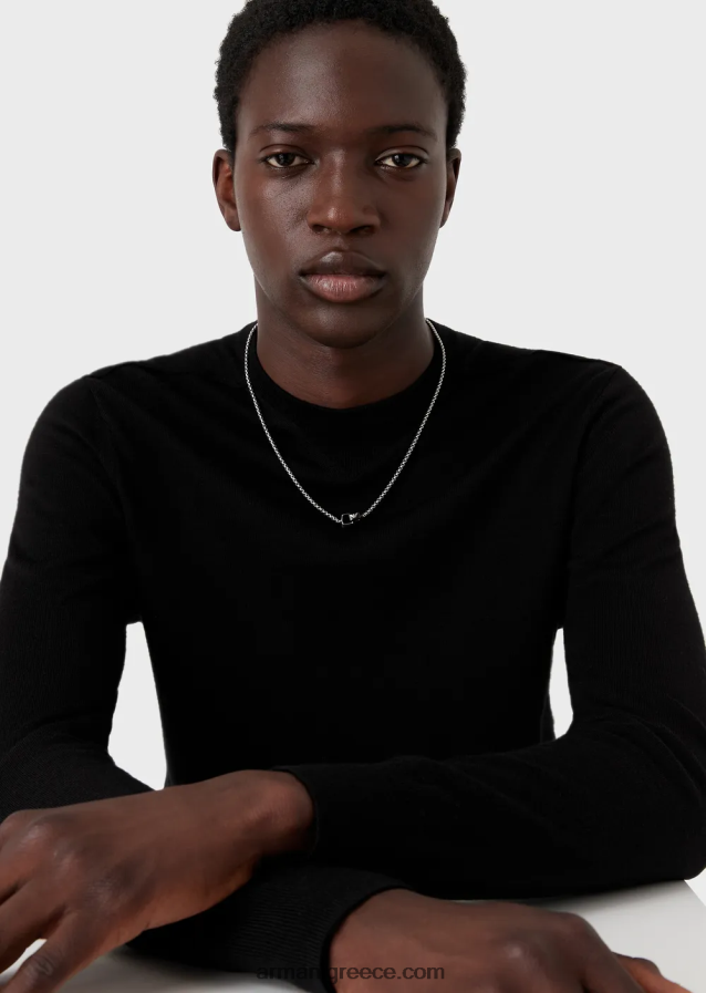 άνδρες Armani κολιέ από ανοξείδωτο ατσάλι 4046R62097 ασημί μαύρο