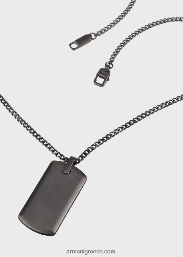 άνδρες Armani Κρεμαστό κολιέ από ανοξείδωτο ατσάλι σε μεταλλικό τόνο 4046R62107 ανθρακίτης