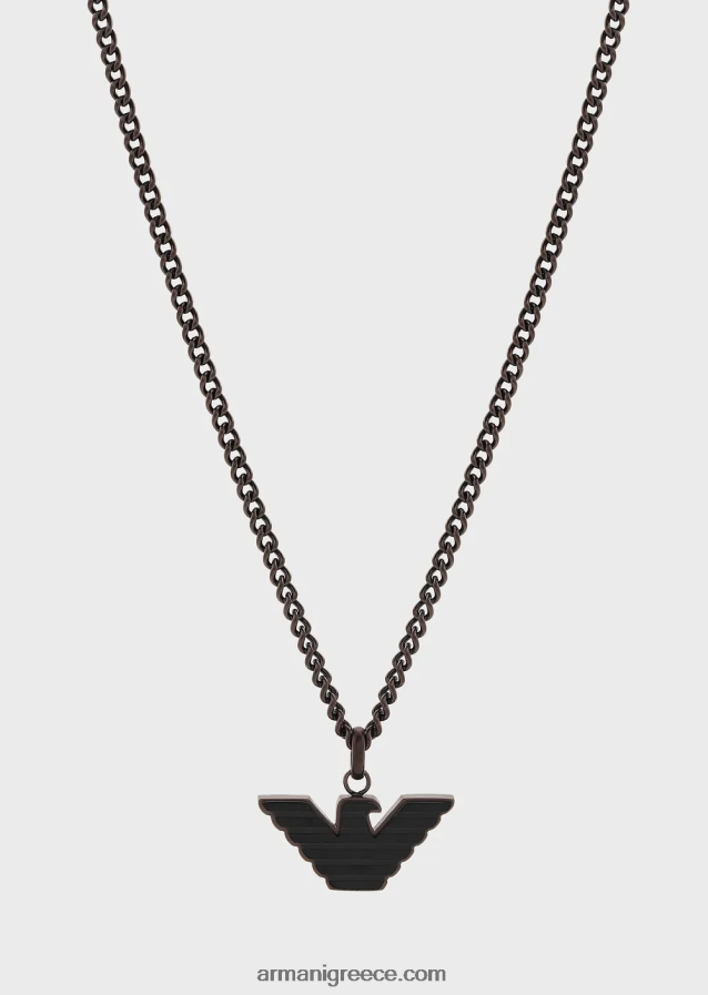 άνδρες Armani κολιέ καφέ και μαύρο από ανοξείδωτο ατσάλι 4046R62109 καφέ