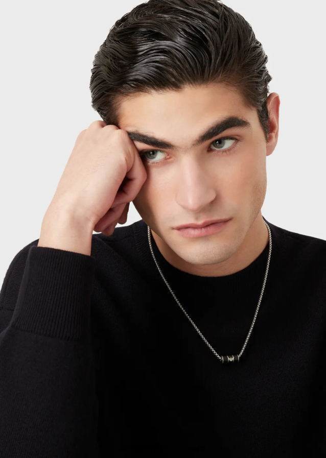 άνδρες Armani κολιέ με αλυσίδα σε μαύρο ματ λάκα 4046R62111