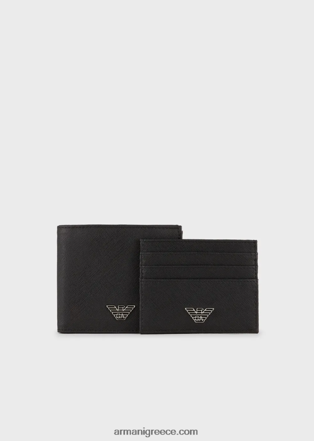 άνδρες Armani Κουτί δώρου από αναγεννημένο δέρμα με πιατέλα αετού 4046R62177 μαύρος